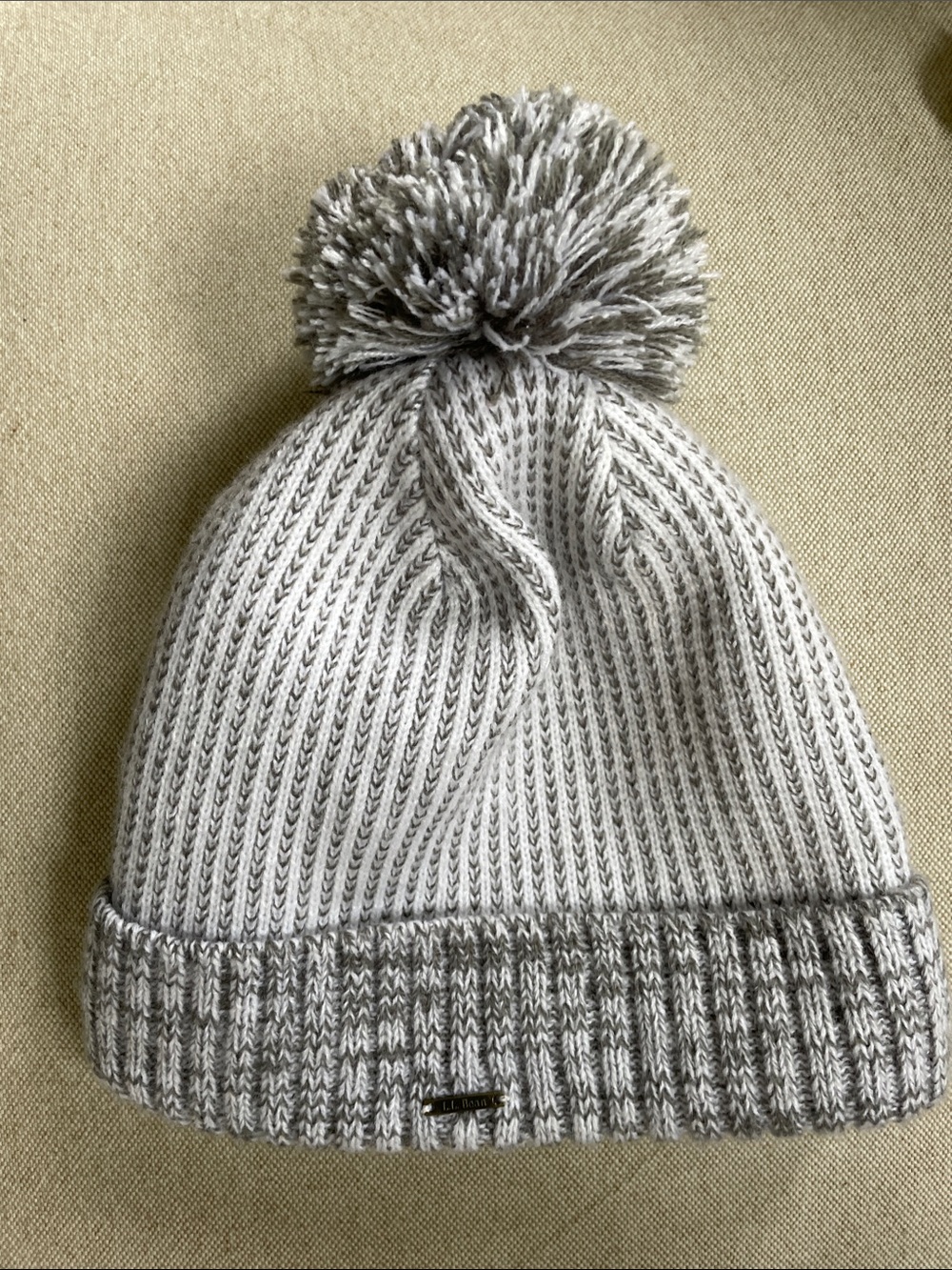 L.L. Bean Gray Marled Knit Pom Beanie
